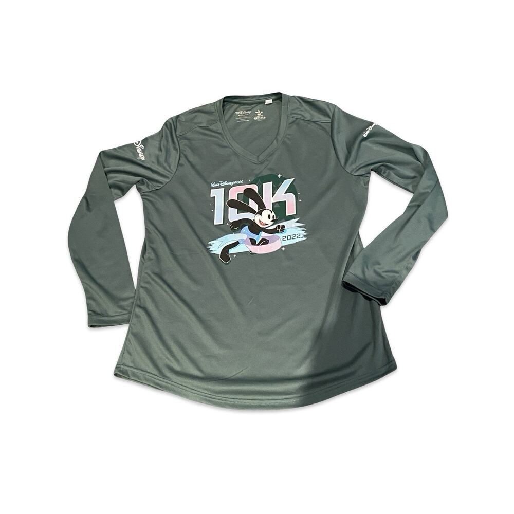 2022 RunDisney Marathon Weekend 10K Green Shirt Womens Large Oswald Rabbit